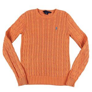 Ralph Lauren Womens Orange Cable Knit Cotton Sweater Sz Small